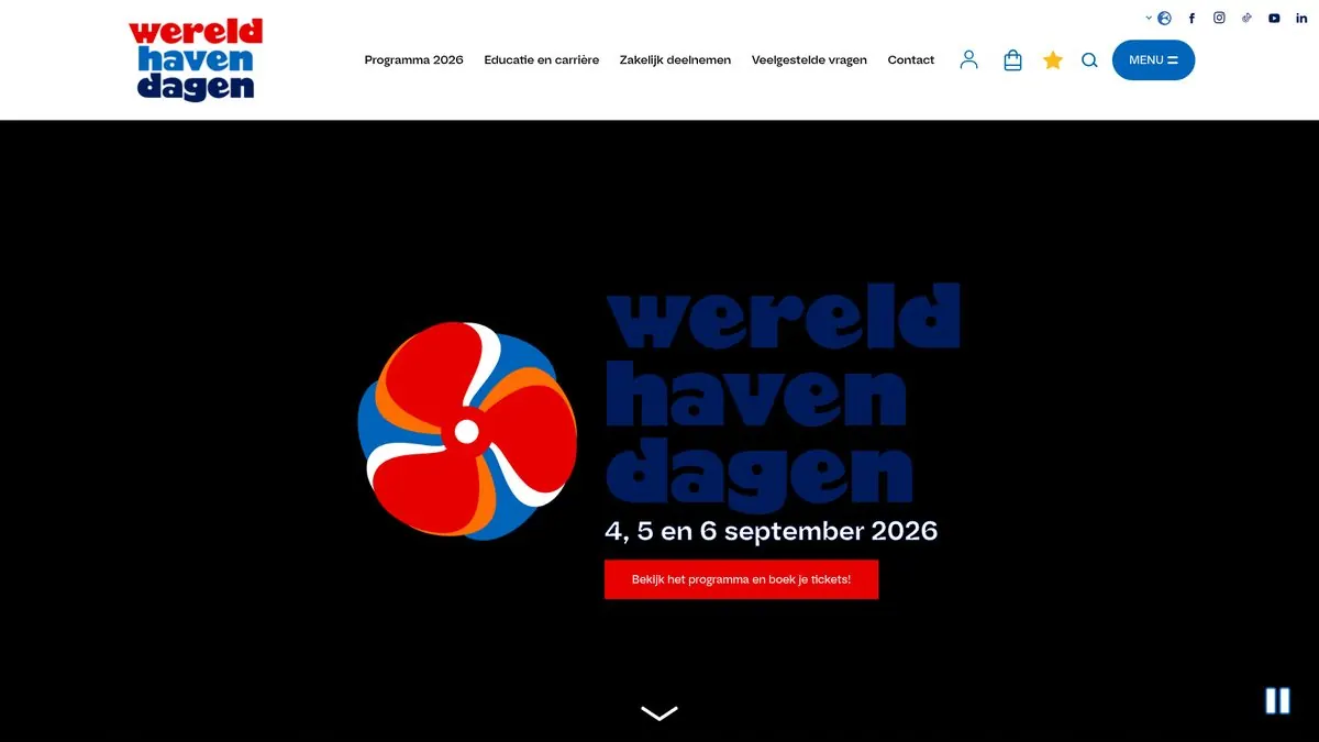 Website van Wereldhavendagen Rotterdam